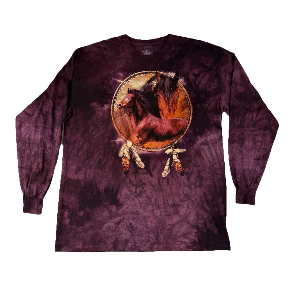 The Mountain Long Sleeve Men's XL USA Cotton Tie Dye Style Horses Pony